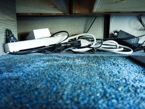 wires under table